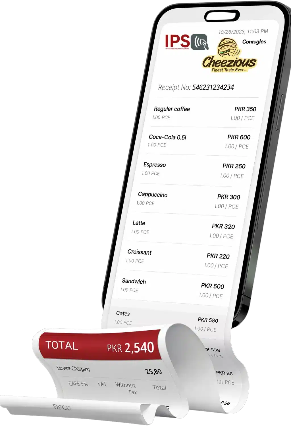 IPS Pakistan F300 Page Digital Receipts Phone Image